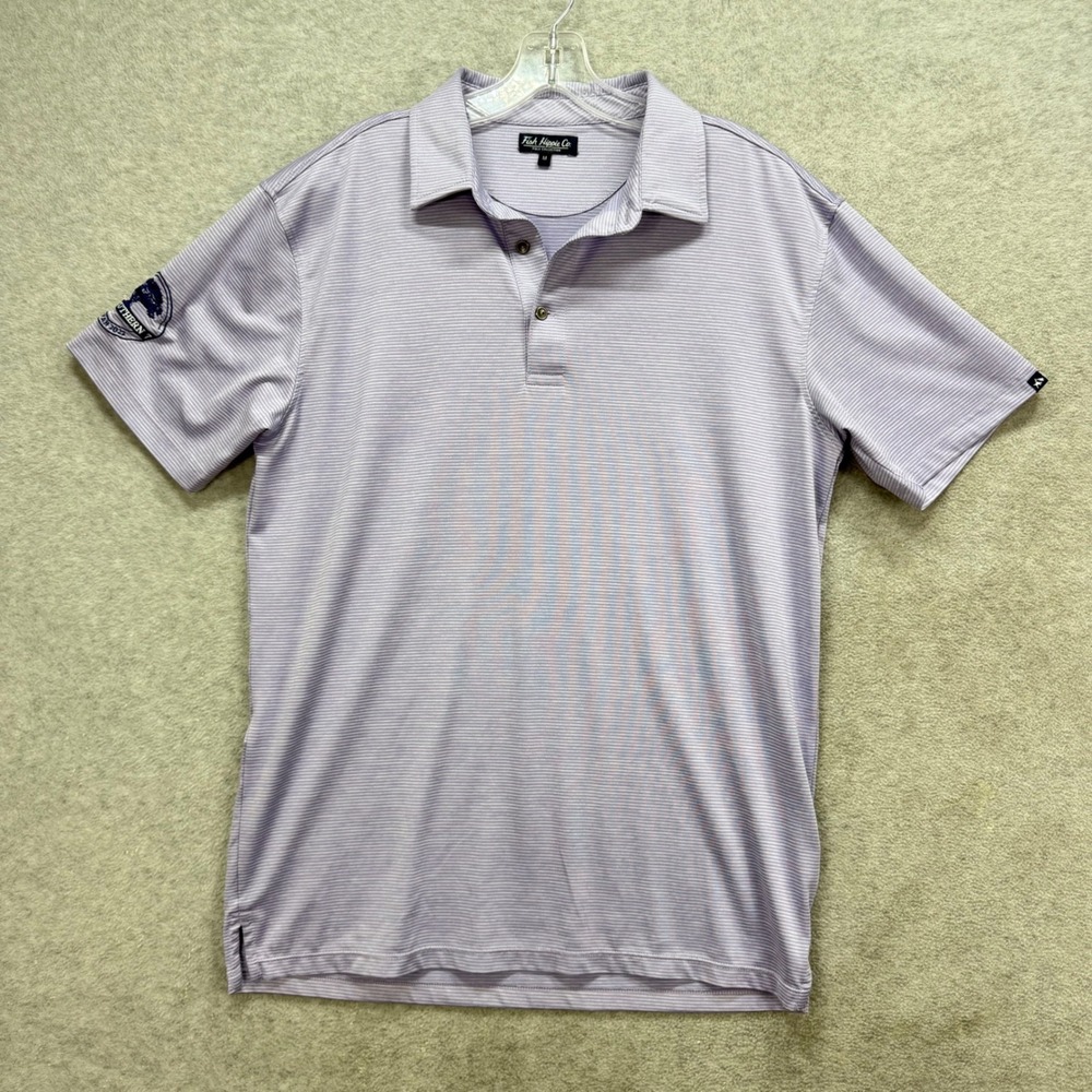 Fish Hippie Polo Shirt Mens Medium Purple Stripe Kiawah 2022 YPO Southern 7 Golf